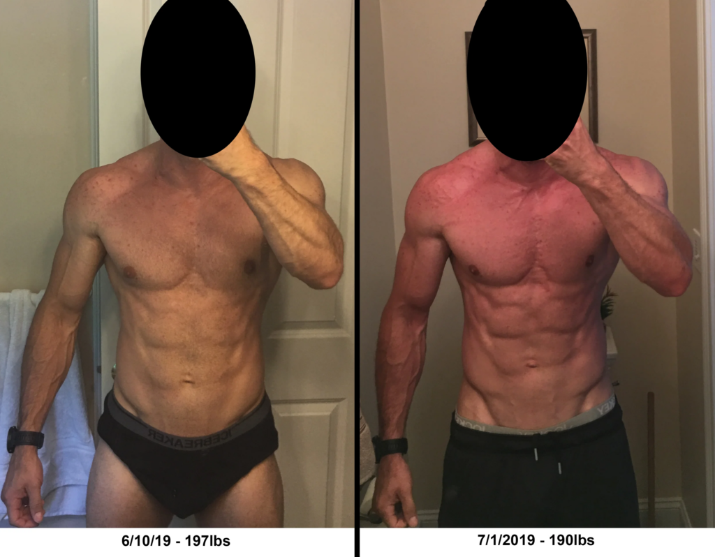 HGH Before and After lean muscle results from 197lbs to 190lbs