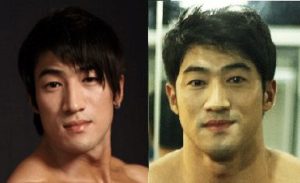 Chul Soon's face in an earlier and a later photo